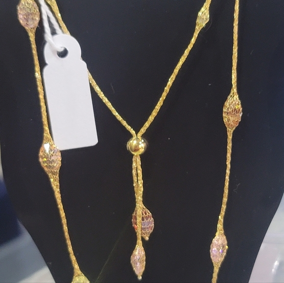 S43  14k Gold CZ Station Necklace and Bracelet Set - Picture 2 of 8